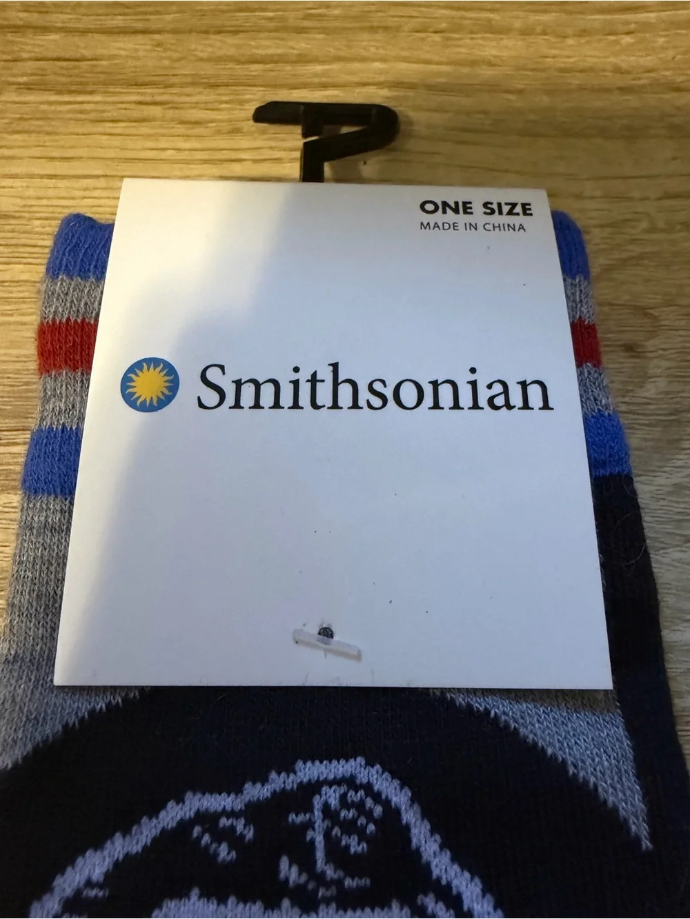 Smithsonian Men's Black & Blue Crew Socks with Historical Portrait